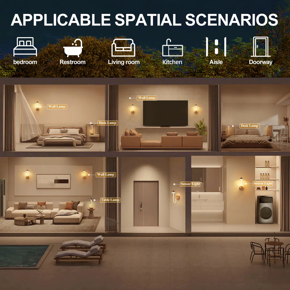 Wireless Magnetic Motion Sensor Control RGB Night Light DIY Adjustable Wall Lamp USB Rechargeable Bedroom LED Table Lamp