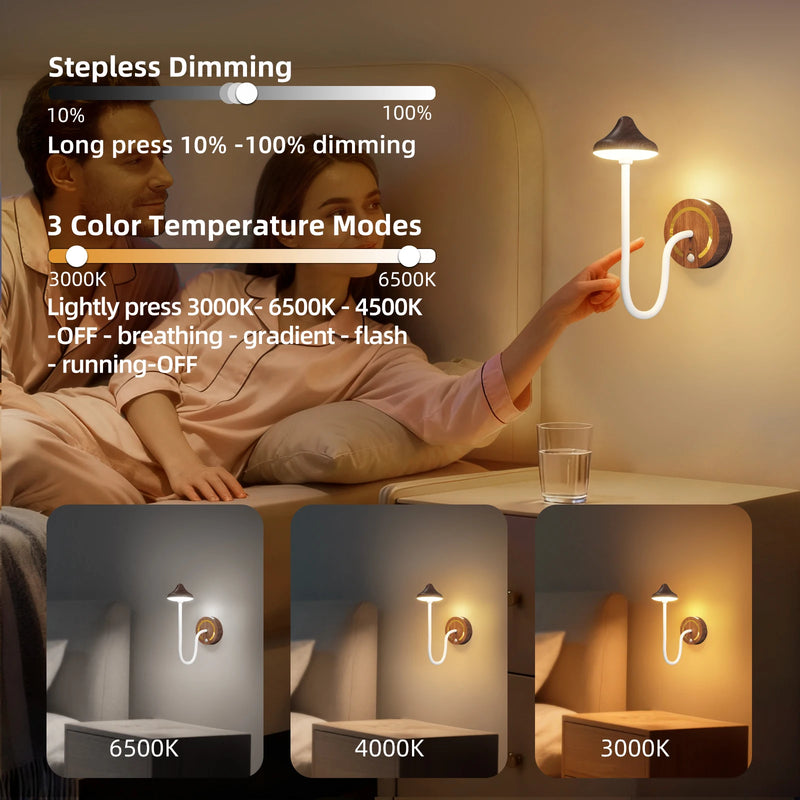 Wireless Magnetic Motion Sensor Control RGB Night Light DIY Adjustable Wall Lamp  USB Rechargeable  Bedroom LED Table Lamp