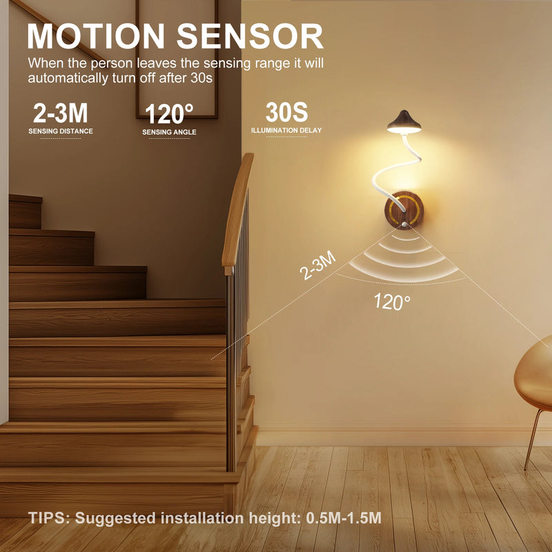 Wireless Magnetic Motion Sensor Control RGB Night Light DIY Adjustable Wall Lamp  USB Rechargeable  Bedroom LED Table Lamp